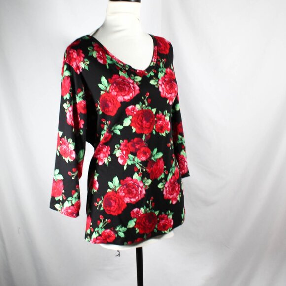 Womens Rose Floral Romantic Casual Bold Blouse Top Size XXL Pioneer Woman - Picture 2 of 10